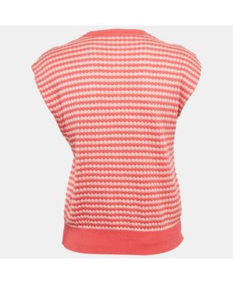 Women's Pink Honeycomb Pattern Cotton Sleeveless Jumper