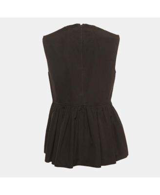 Women's Black Cotton Sleeveless Peplum Top