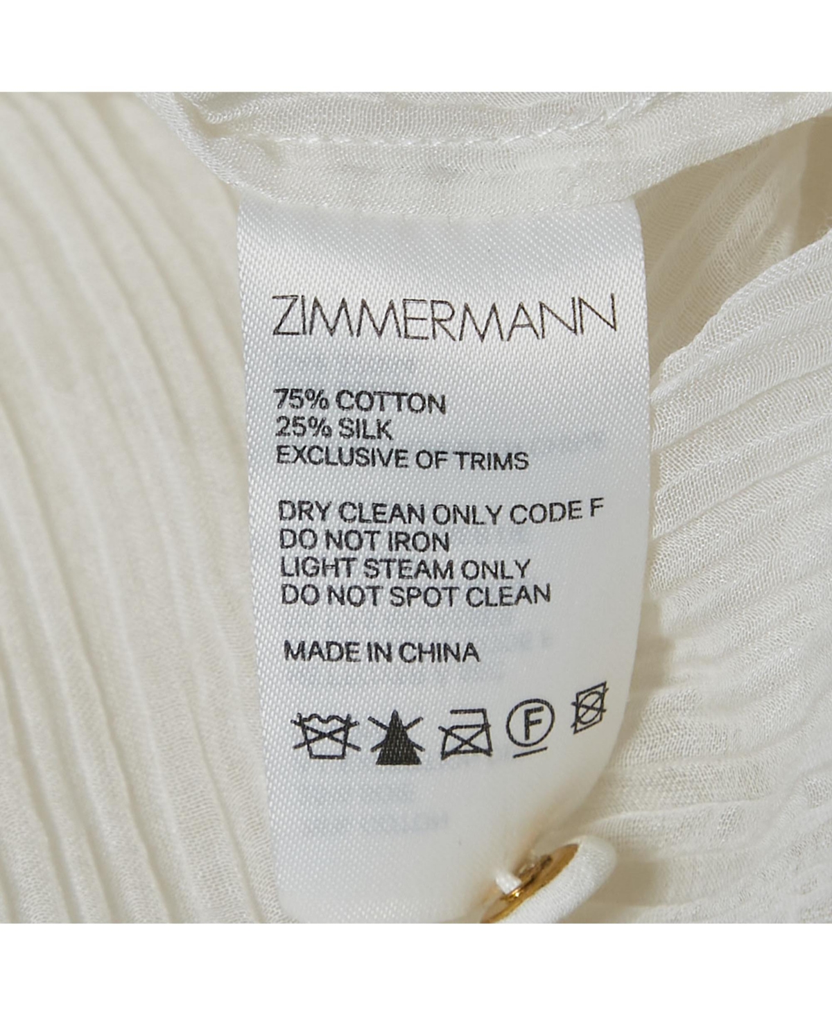 Pre-Owned Zimmermann Women's White Crinkle Cotton Voile Loose Fit Shirt