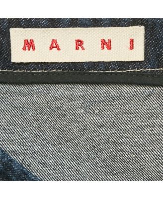 Women's Blue Denim Asymmetric Flared Midi Skirt