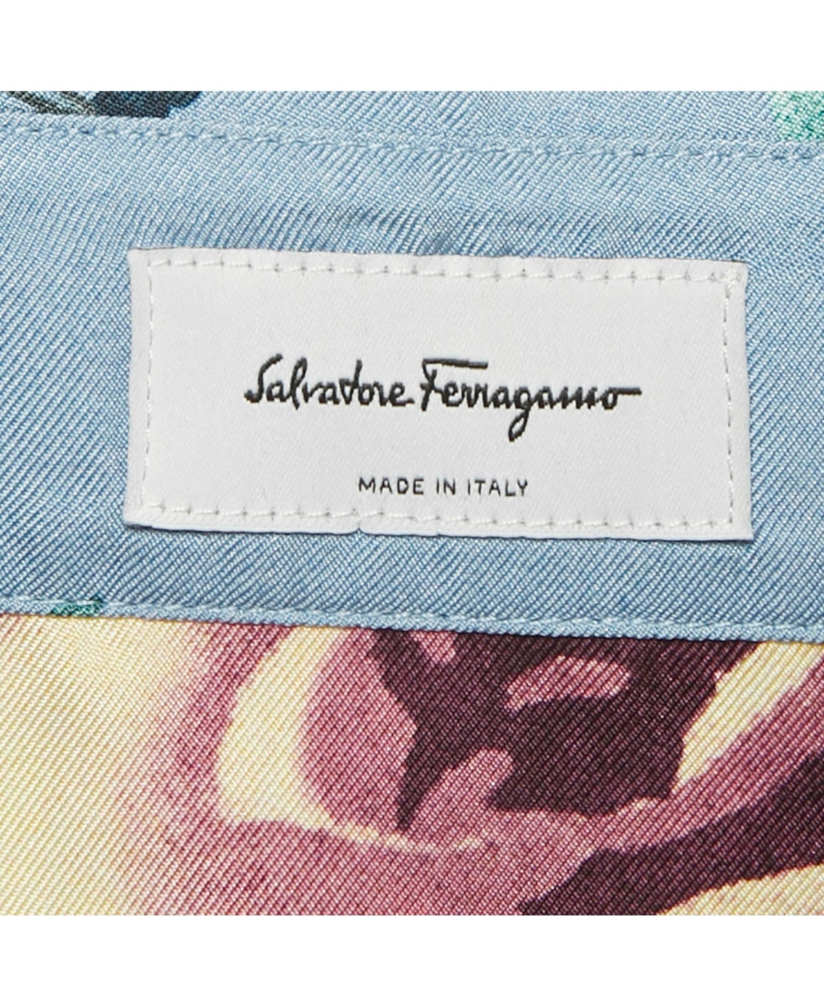 Pre-Owned Salvatore Ferragamo Women's Blue Rose Print Silk Long Sleeve Shirt