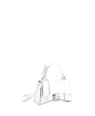 XS Hourglass Top Handle Bag Embossed Leather