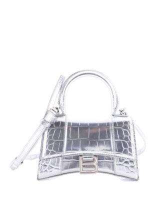 XS Hourglass Top Handle Bag Embossed Leather