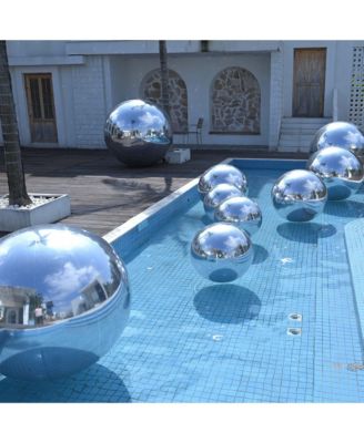 20" Big Shiny Inflatable Mirror Ball Giant Reusable PVC Balloon for Large Disco Party Wedding Event Stage Decoration Silver
