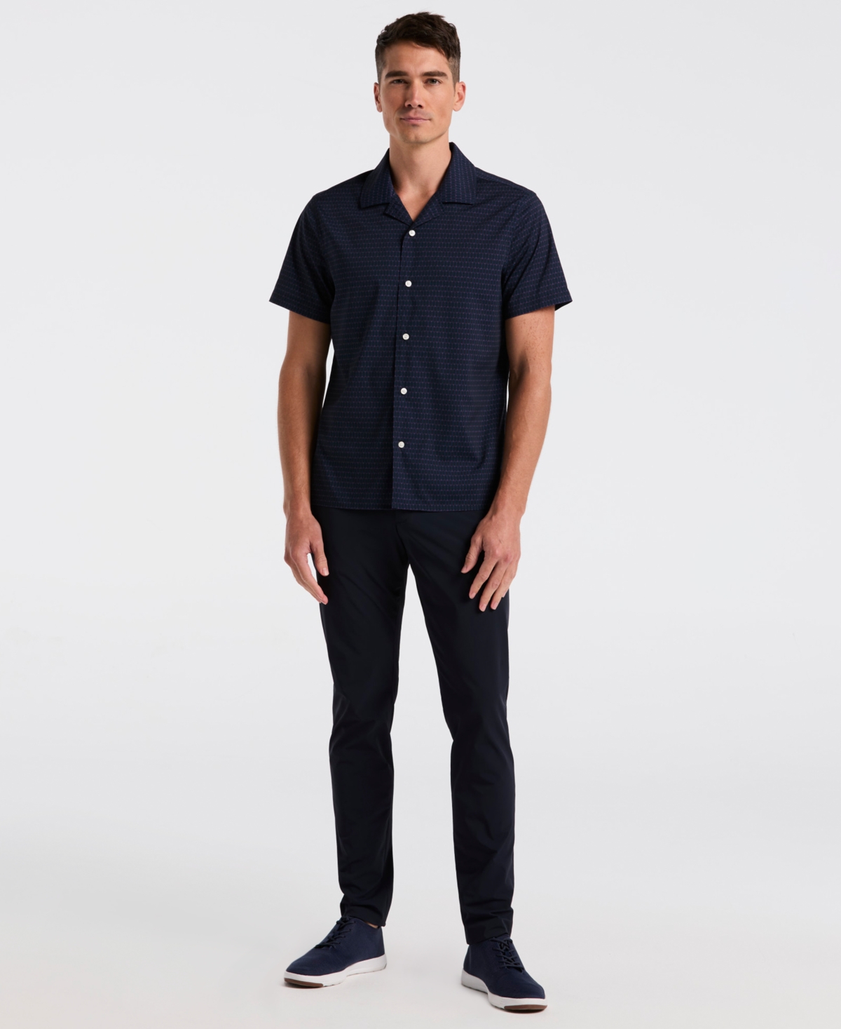 Perry Ellis Men's Hexagon Pop Print Camp-Collar Shirt