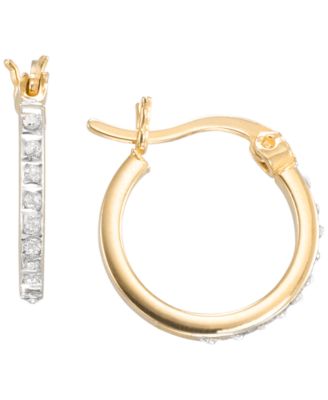 Macy's - Diamond Accent Hoop Earrings (0.01 ct. t.w.) in 18K Gold Over Sterling Silver