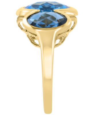 Blue Topaz (4-1/3 ct. t.w.) and London Blue Topaz Ring (3-3/8 ct. t.w.) in 14k Yellow Gold Over Silver