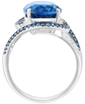 London Blue Topaz (6-1/3 ct. t.w.) and White Diamond Ring (5/8 ct. t.w.) in 14k White Gold