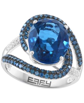 London Blue Topaz (6-1/3 ct. t.w.) and White Diamond Ring (5/8 ct. t.w.) in 14k White Gold