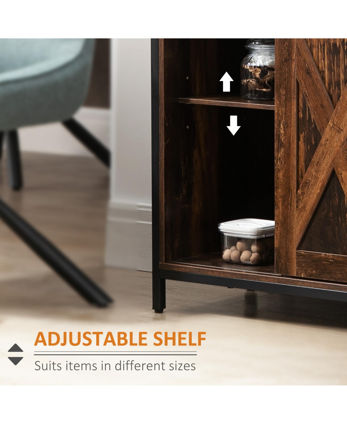 Homcom Industrial Sideboard Cabinet with Sliding Barn Doors,