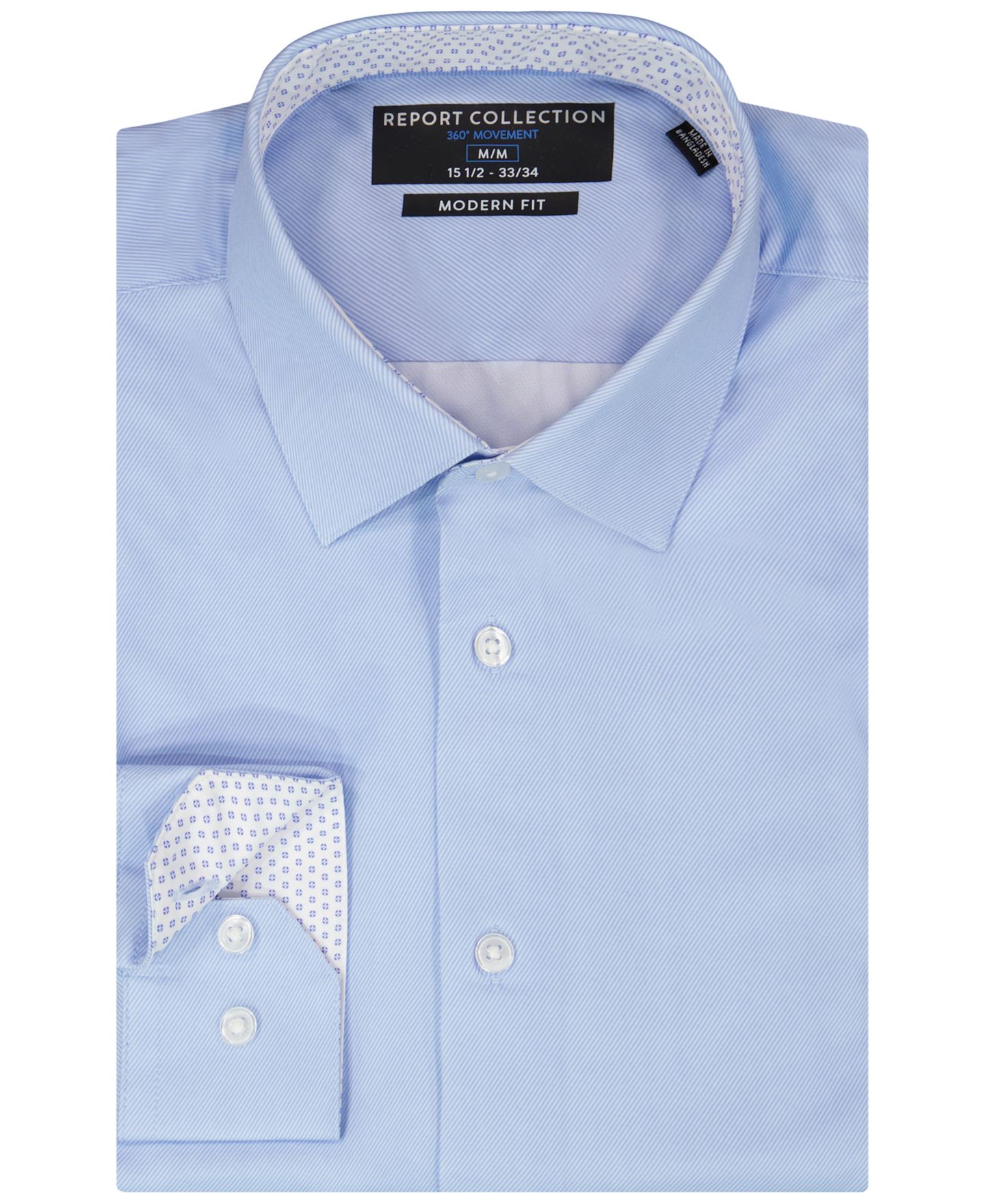 Мужская рубашка Report Collection 4-Way Modern-Fit Woven Dress Shirt, цвет: Светлый синий — фото 4