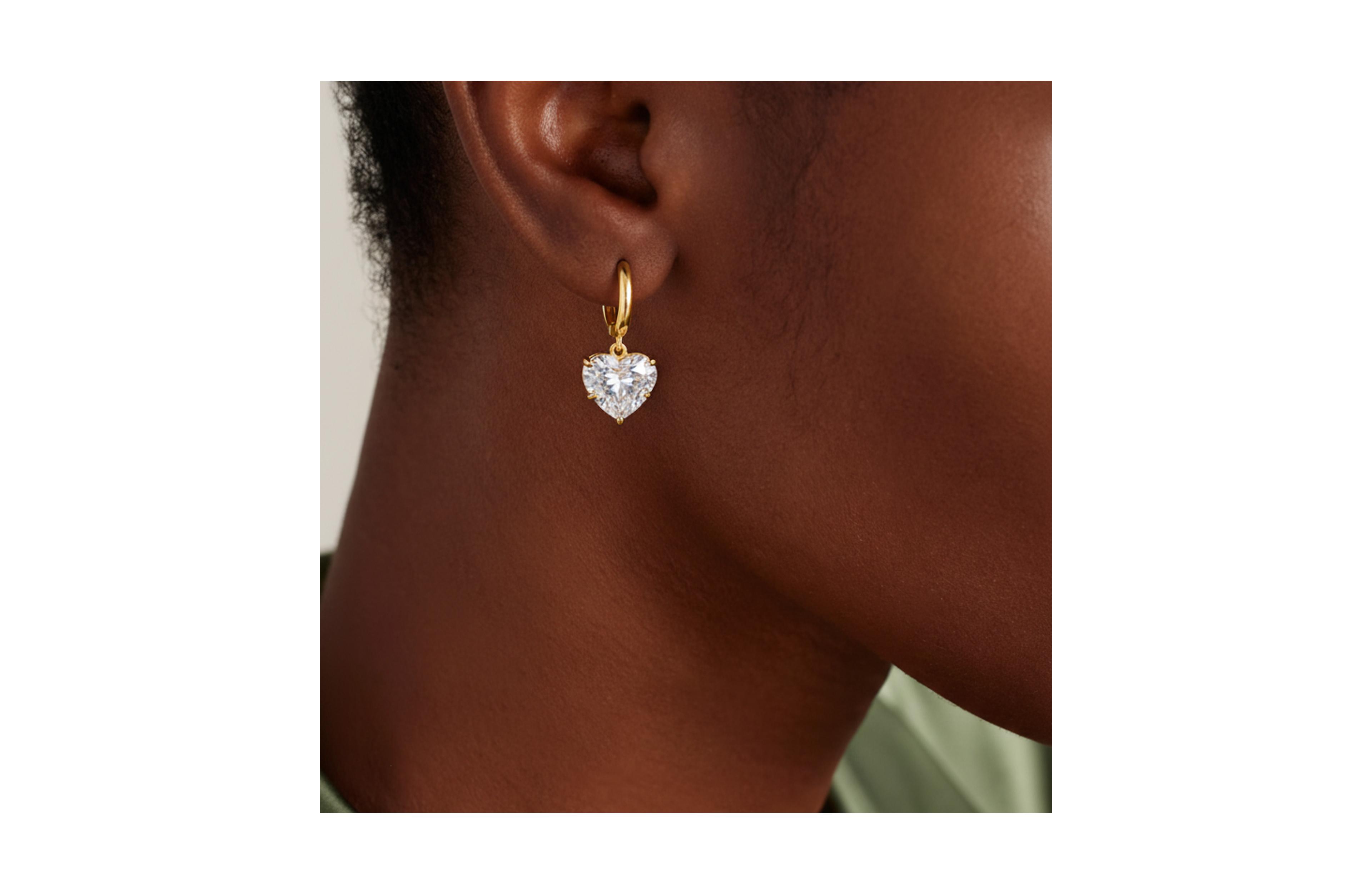 18 K Gold Plated Brass with Stunning Heart Earrings - Lola Heart Earrings For Women