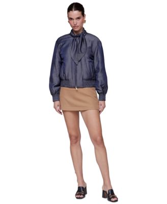 Women's Scarf Tie Neck Bomber Jacket