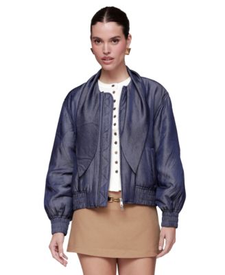 Women's Scarf Tie Neck Bomber Jacket