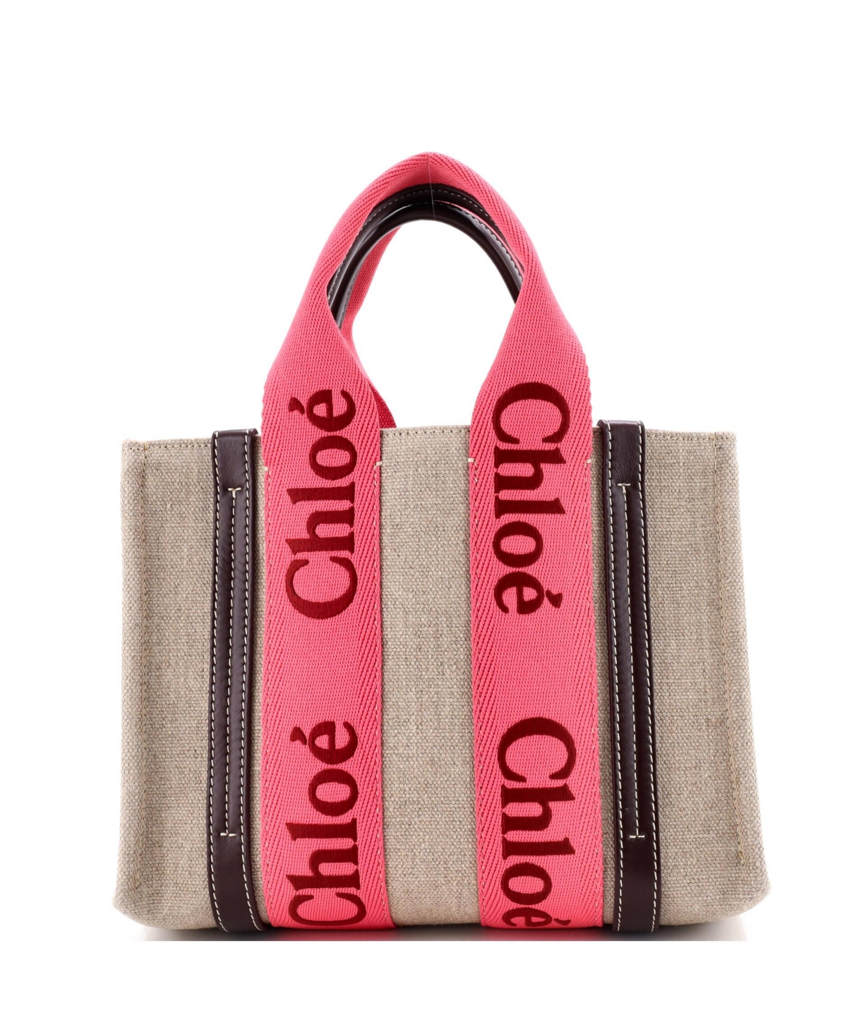 Pre-Owned Chloe Small Woody Tote Canvas with Leather