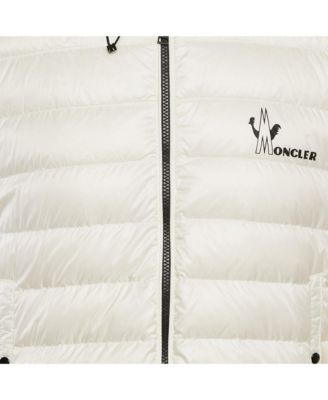 Men's White Logo Print Cotton Knit And Quilted Nylon Down Jacket