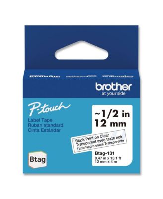 BTAG131 0.47 in. x 13.1 ft. Genuine P-Touch BTAG Label Tapes - Black on Clear