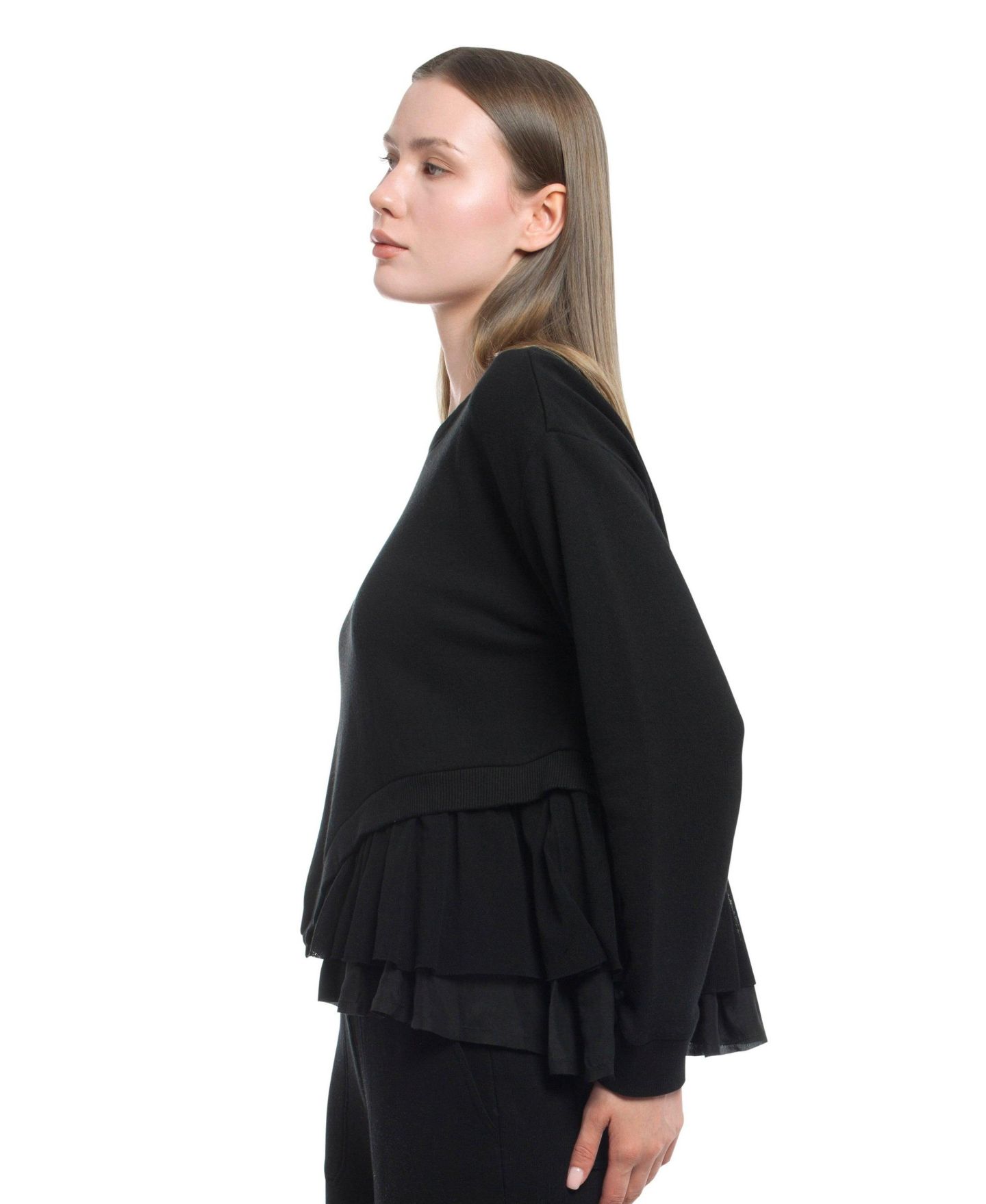 Женская толстовка WILT Clothing Round Neck Mix Media, цвет: Чёрный — фото 6