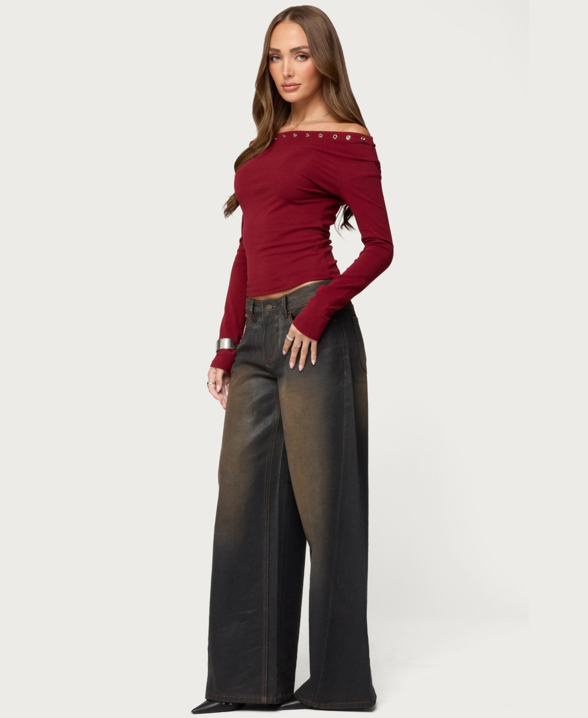 Edikted Women's Rebekka Grommet Off Shoulder Top