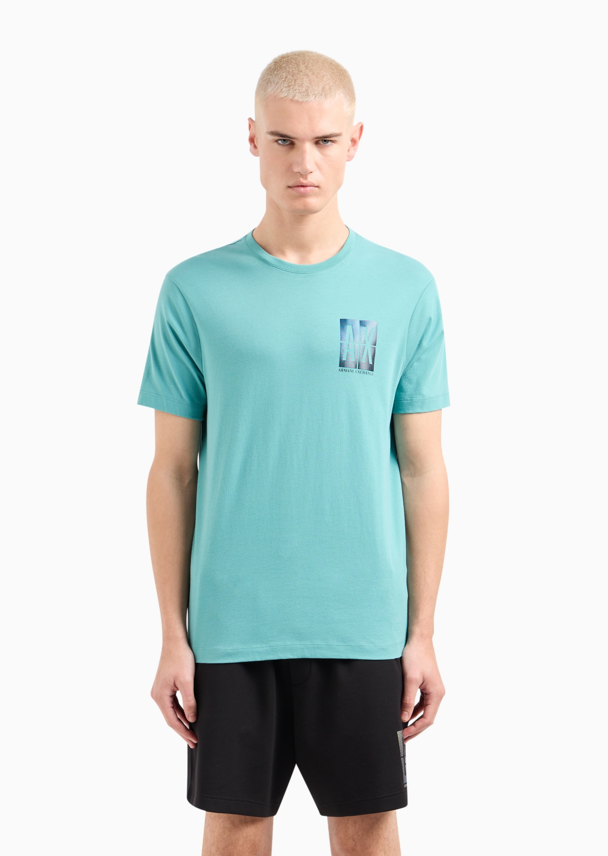 A|X Armani Exchange Men's Regular-Fit Gradient Box Logo Graphic T-Shirt