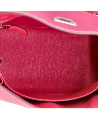 Pre-Owned HERMES Kelly 25 Handbag Pink Epsom with Palladium Hardware