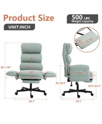 PU Leather Cross-legged Office Chair with Flip-up Arms and Headrest, High-Back Ergonomic Executive Chair with Footrest and Side Pockets