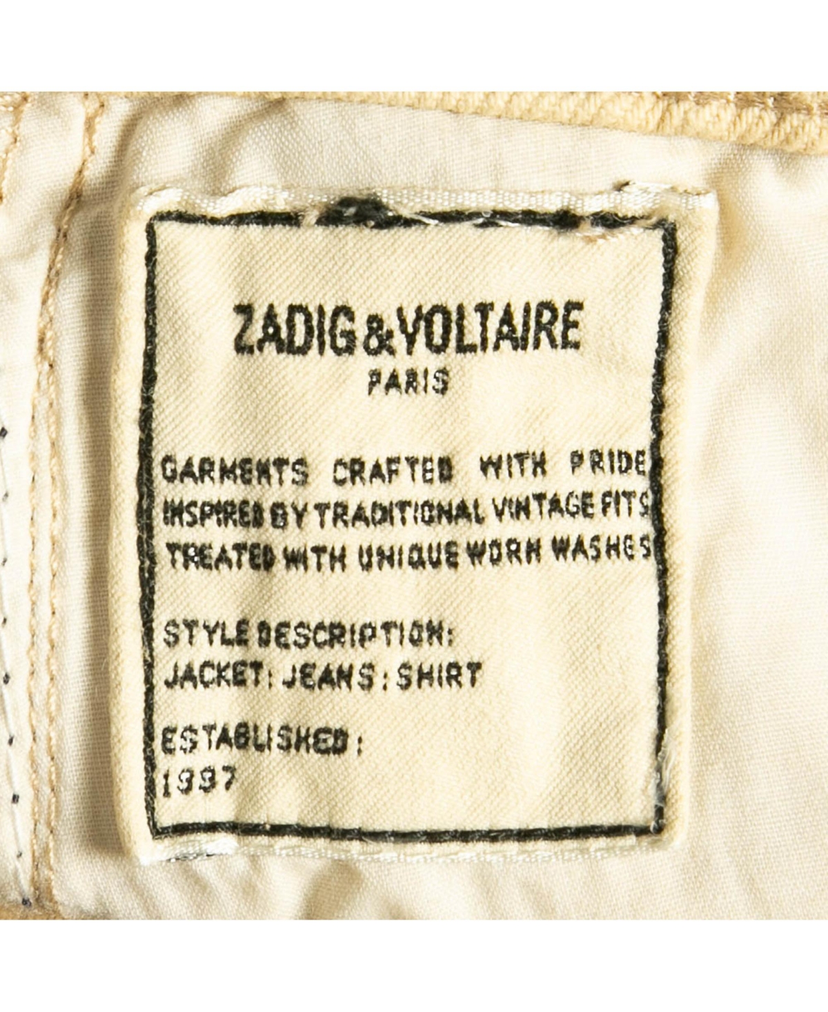 Pre-Owned Zadig & Voltaire Men's Cream Tie Dye Denim David Jeans