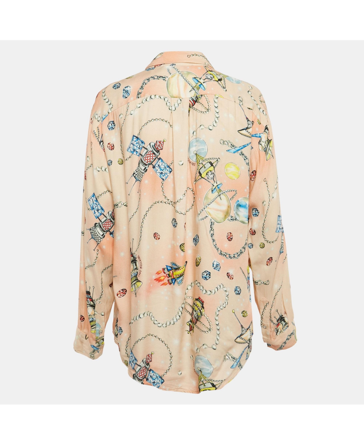 Pre-Owned Love Moschino Women's Blue Striped Denim Button Front Shirt