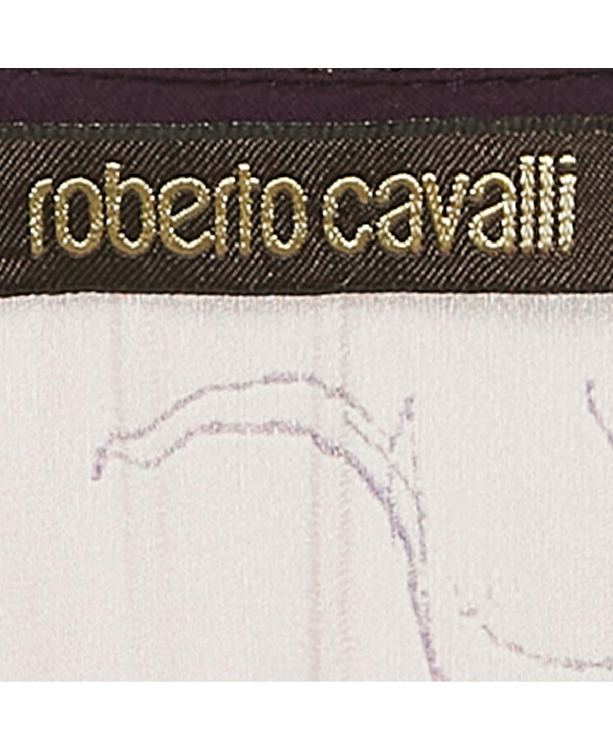 Pre-Owned Roberto Cavalli Women's Purple/multicolor Printed Lace Trim Detail Top