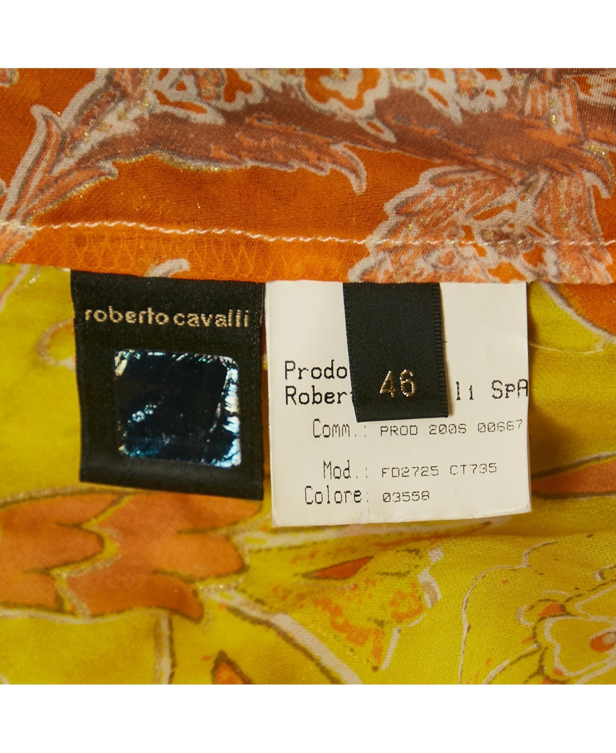 Pre-Owned Roberto Cavalli Women's Printed Silk Lace Up Blouse