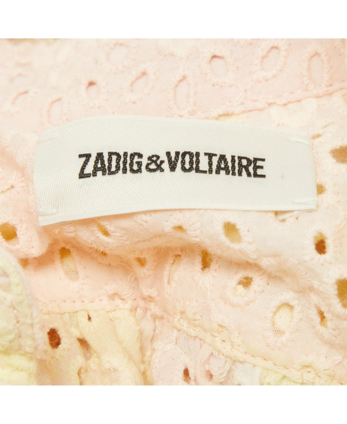 Pre-Owned Zadig & Voltaire Women's Pink/yellow Camouflage Print Broderie Anglaise Cotton Requiem Dress