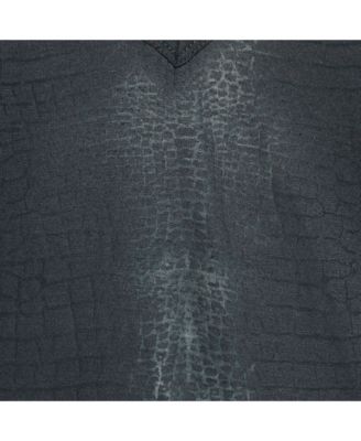 Women's Dark Grey Reptile Print Knit V-Neck Top