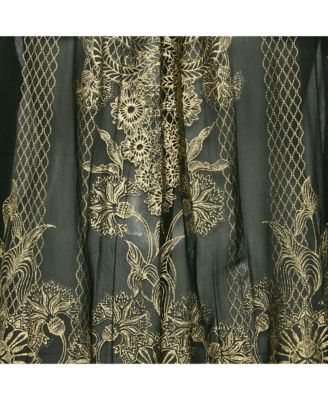 Women's Black Painted Silk A-Line Blouse