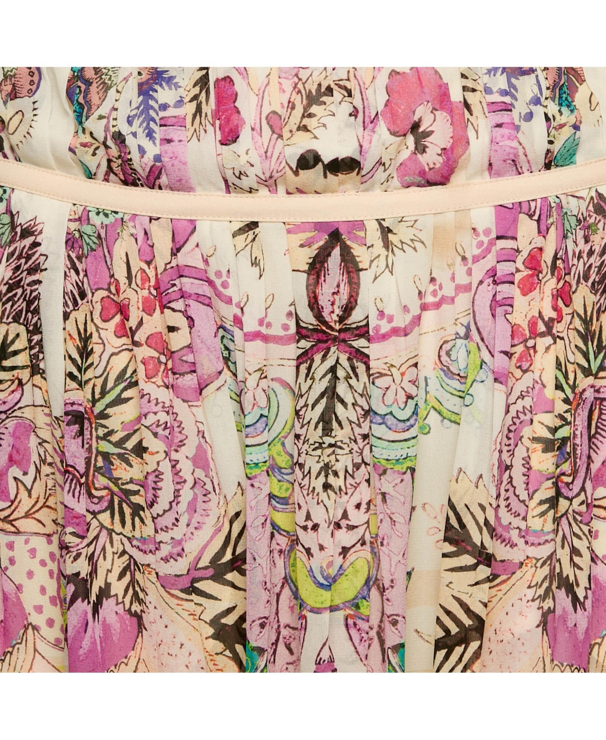 Pre-Owned Roberto Cavalli Women's Pink Floral Print Silk Pleated Mini Skirt