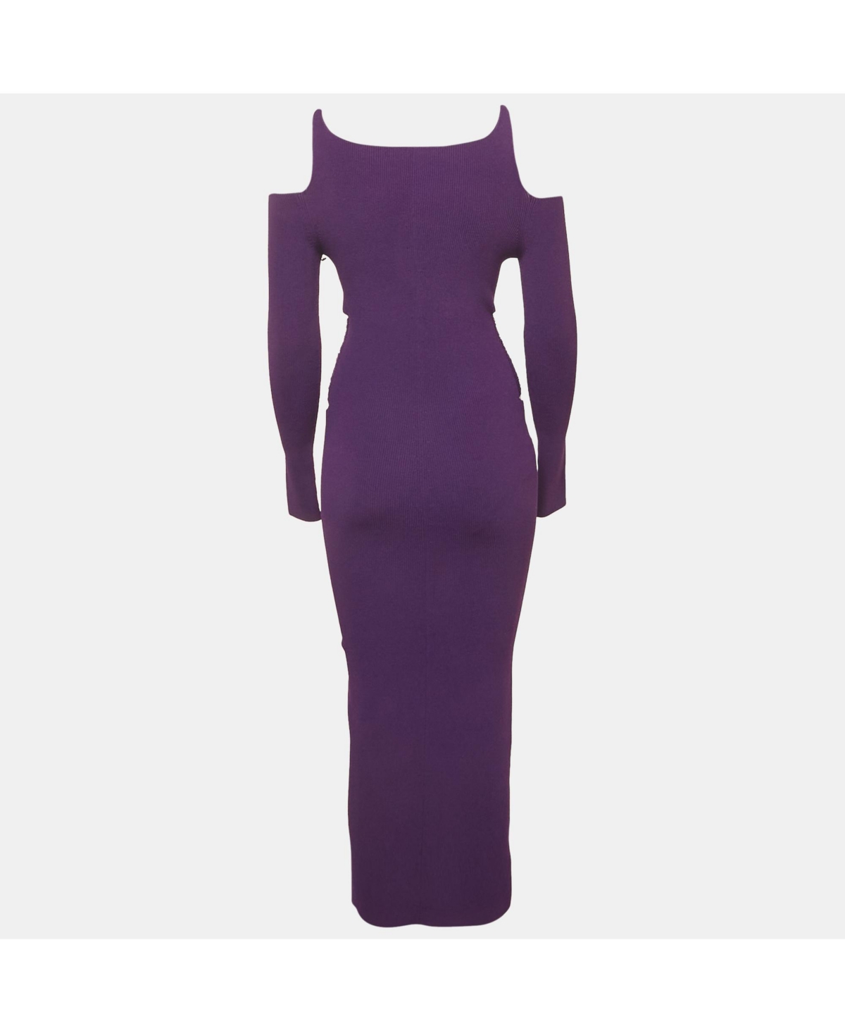 Pre-Owned Roberto Cavalli Women's Purple Knit Cut Shoulder Frayed Detail Bodycon Dress