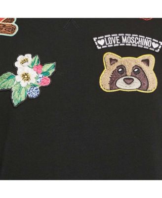 Women's Black Cotton Knit Applique Sweatshirt