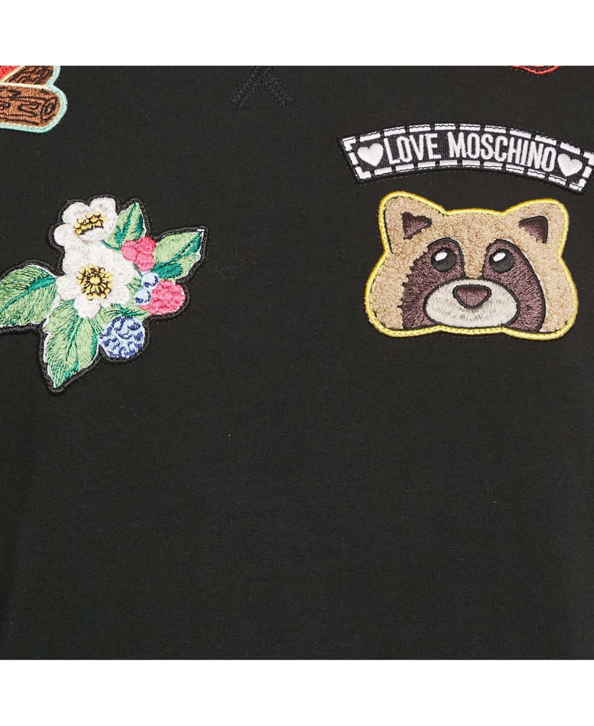 Pre-Owned Love Moschino Women's Black Cotton Knit Applique Sweatshirt