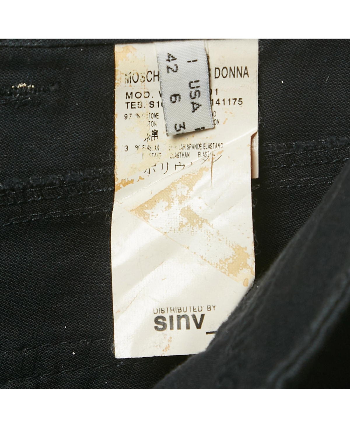 Pre-Owned Moschino Women's Jeans Black Cotton Logo Stud Detail Mini Skirt