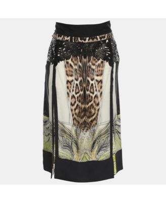 Women's Multicolor Printed Silk Side Slits Midi Skirts