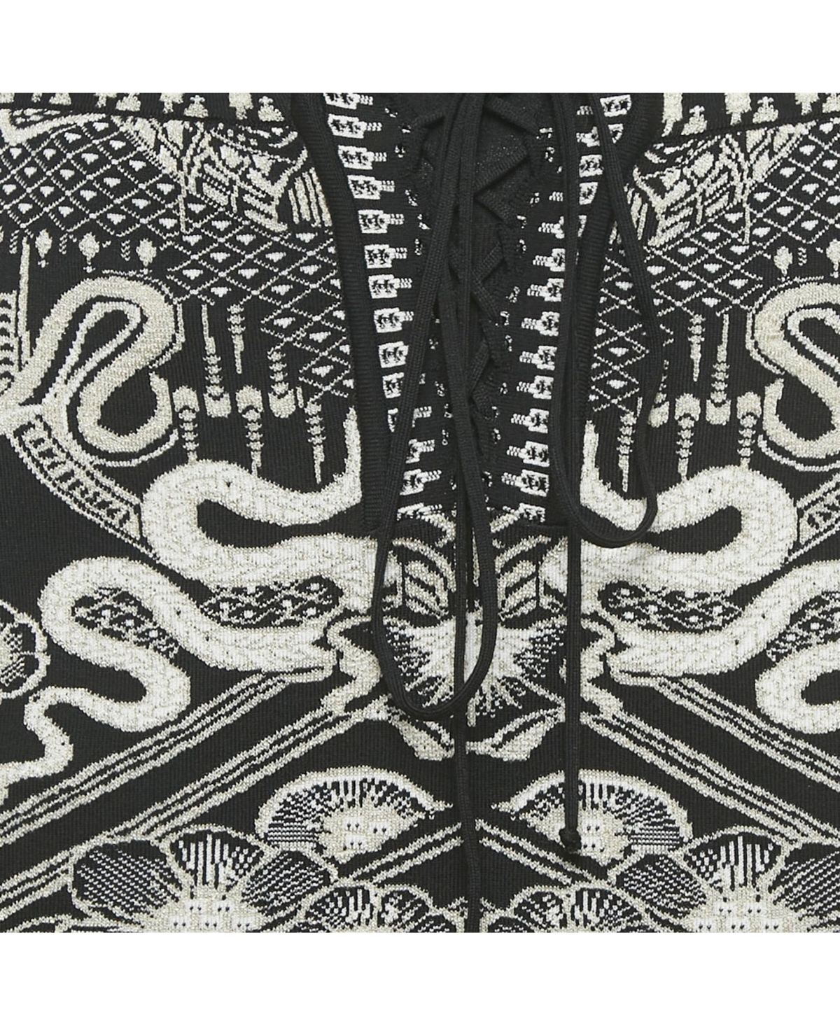 Pre-Owned Roberto Cavalli Women's Black Lurex Jacquard Lace-Up Pencil Skirt