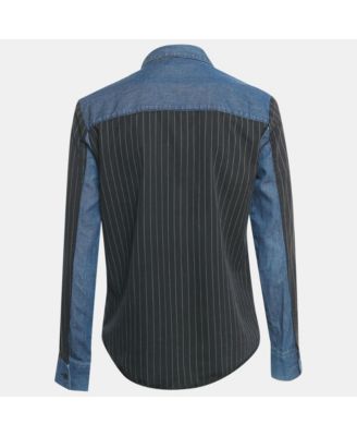Women's Blue Striped Denim Button Front Shirt