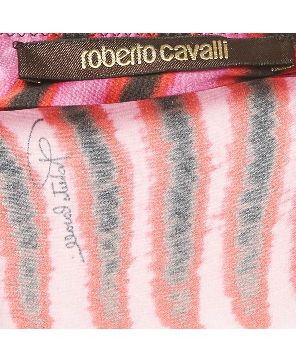 Pre-Owned Roberto Cavalli Women's Pink/black Printed Silk Maxi Skirt