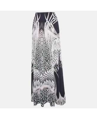 Women's Black Printed Jersey Maxi Skirt
