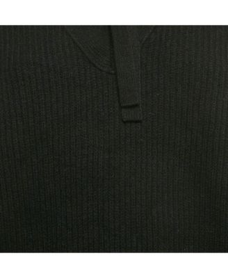 Women's Black Rib Knit Lace-Up Kassy Sweater