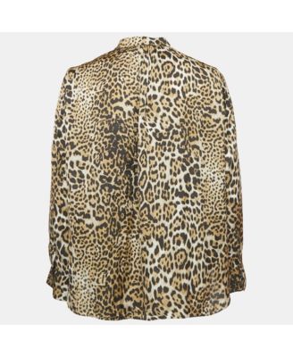 Women's Brown Tink Leopard Print Satin Blouse
