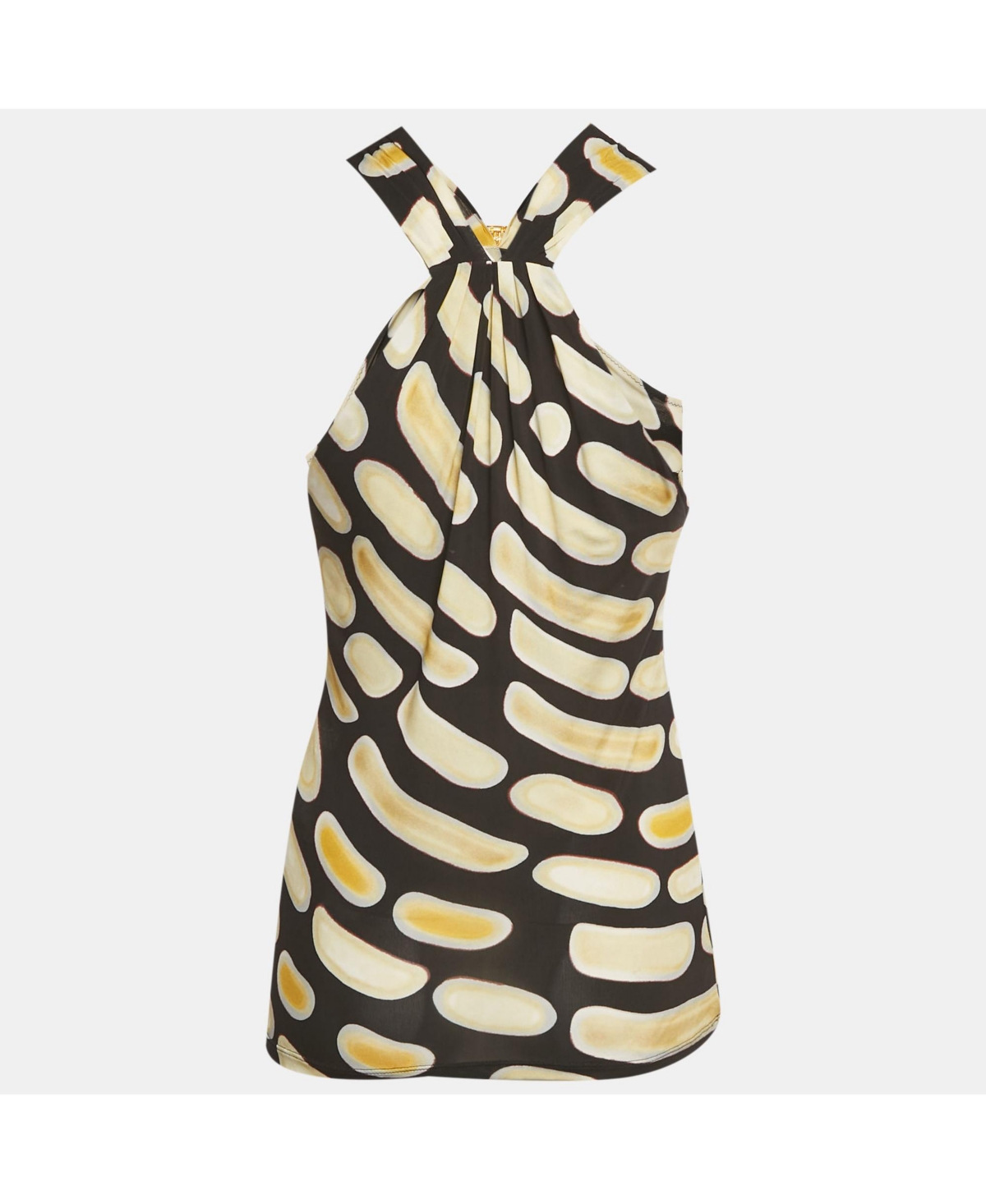 Pre-Owned Roberto Cavalli Women's Printed Jersey Brooch Detail Halter Neck Top