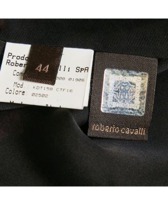 Women's Black Printed Silk Midi Dress