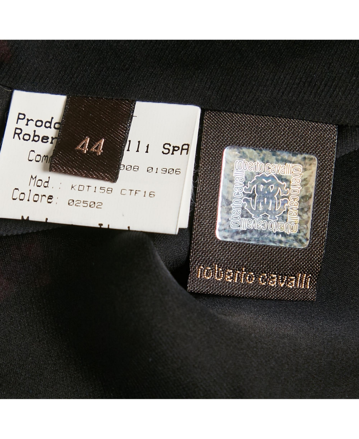 Pre-Owned Roberto Cavalli Women's Black Printed Silk Midi Dress