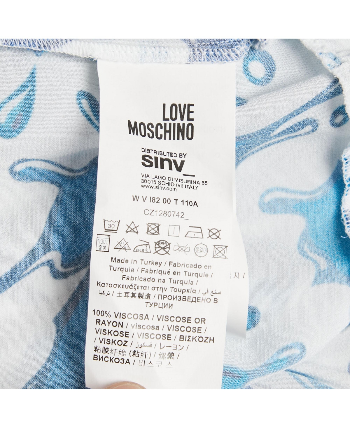 Pre-Owned Love Moschino Women's Blue/white Paint Splashed Satin Midi Dress