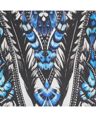 Women's Blue Printed Jersey Long Sleeve Dress